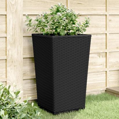 Jardiniere de grădină, 4 buc., negru, 32,5x32,5x57 cm, PP GartenMobel Dekor