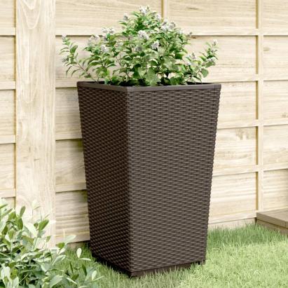 Jardiniere de grădină, 4 buc., maro, 32,5x32,5x57 cm, PP GartenMobel Dekor