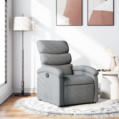 Fotoliu rabatabil, gri deschis, material textil GartenMobel Dekor