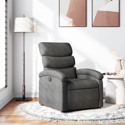 Fotoliu rabatabil, gri închis, material textil GartenMobel Dekor