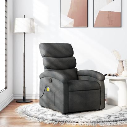 Fotoliu de masaj rabatabil, gri închis, material textil GartenMobel Dekor