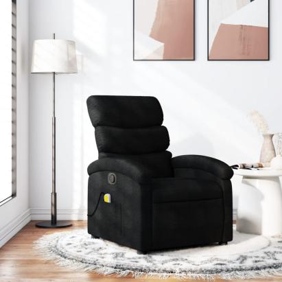 Fotoliu de masaj rabatabil, negru, material textil GartenMobel Dekor