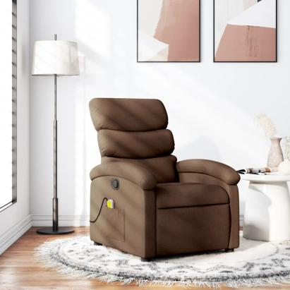 Fotoliu de masaj rabatabil, maro, material textil GartenMobel Dekor