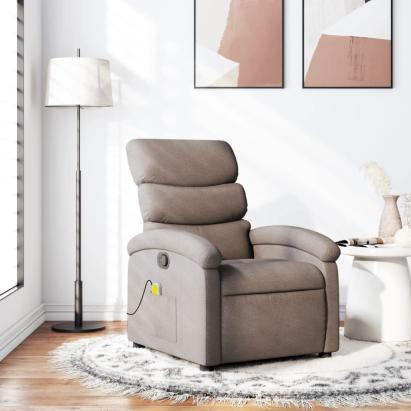 Fotoliu de masaj rabatabil, gri taupe, material textil GartenMobel Dekor