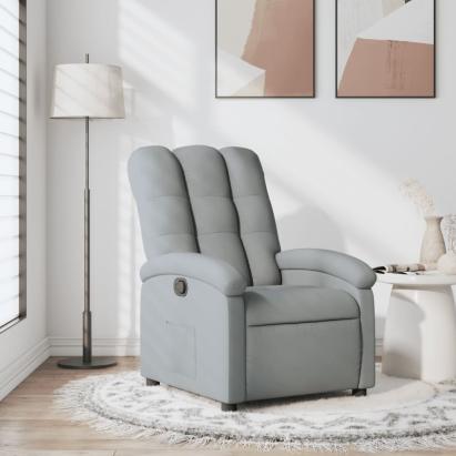 Fotoliu rabatabil, gri deschis, material textil GartenMobel Dekor