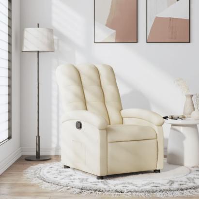 Fotoliu rabatabil, crem, material textil GartenMobel Dekor