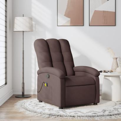 Fotoliu de masaj rabatabil, maro închis, material textil GartenMobel Dekor