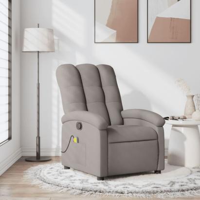 Fotoliu de masaj rabatabil, gri taupe, material textil GartenMobel Dekor