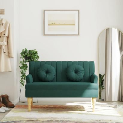 Banchetă cu perne, verde închis, 113x64,5x75,5 cm, textil GartenMobel Dekor