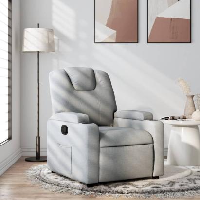 Fotoliu rabatabil, gri deschis, material textil GartenMobel Dekor