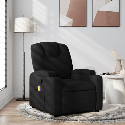 Fotoliu de masaj rabatabil, negru, material textil GartenMobel Dekor