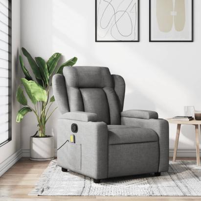 Fotoliu de masaj rabatabil, gri închis, material textil GartenMobel Dekor