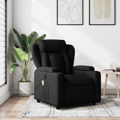 Fotoliu de masaj rabatabil, negru, material textil GartenMobel Dekor