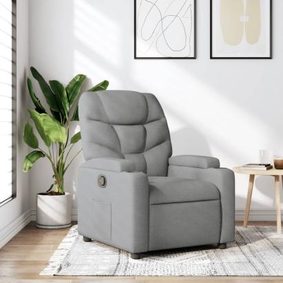 Fotoliu rabatabil, gri deschis, material textil GartenMobel Dekor