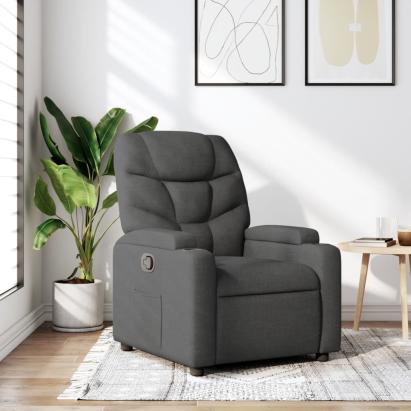 Fotoliu rabatabil, gri închis, material textil GartenMobel Dekor