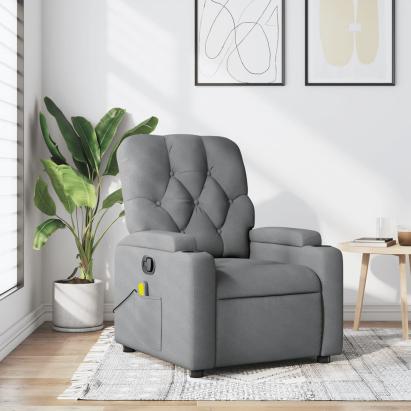 Fotoliu de masaj rabatabil, gri deschis, textil GartenMobel Dekor