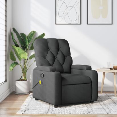 Fotoliu de masaj rabatabil, gri închis, material textil GartenMobel Dekor
