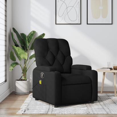 Fotoliu de masaj rabatabil, negru, material textil GartenMobel Dekor
