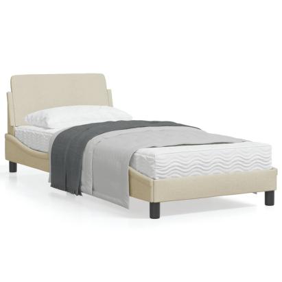 Cadru de pat cu tăblie, crem, 90x190 cm, textil GartenMobel Dekor