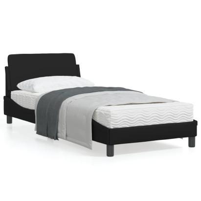 Cadru de pat cu tăblie, negru, 90x190 cm, piele ecologică GartenMobel Dekor
