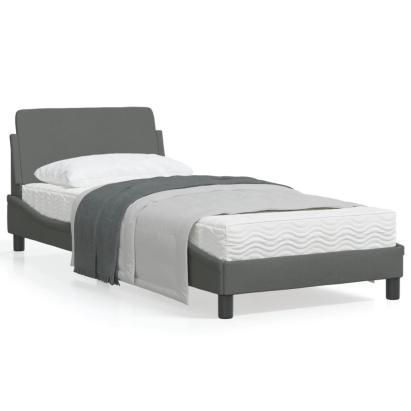Cadru de pat cu tăblie, gri închis, 90x200 cm, textil GartenMobel Dekor