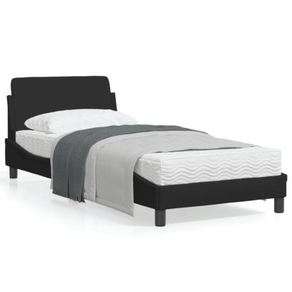 Cadru de pat cu tăblie, negru, 90x200 cm, textil GartenMobel Dekor