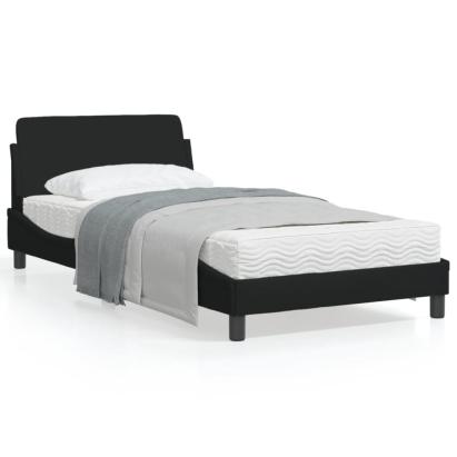 Cadru de pat cu tăblie, negru, 100x200 cm, textil GartenMobel Dekor