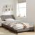 Cadru de pat cu tăblie, gri taupe, 100x200 cm, textil GartenMobel Dekor