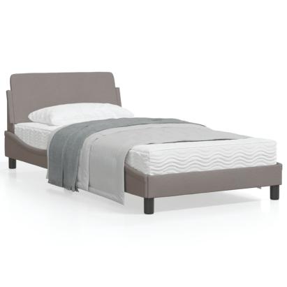 Cadru de pat cu tăblie, gri taupe, 100x200 cm, textil GartenMobel Dekor