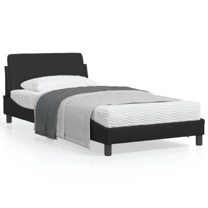 Cadru de pat cu tăblie, negru, 100x200 cm, piele ecologică GartenMobel Dekor