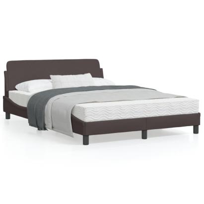 Cadru de pat cu tăblie, maro închis, 120x200 cm, textil GartenMobel Dekor