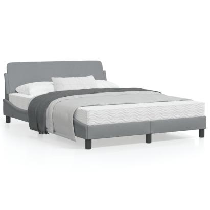 Cadru de pat cu tăblie, gri deschis, 140x190 cm, textil GartenMobel Dekor