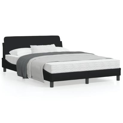 Cadru de pat cu tăblie, negru, 140x190 cm, textil GartenMobel Dekor