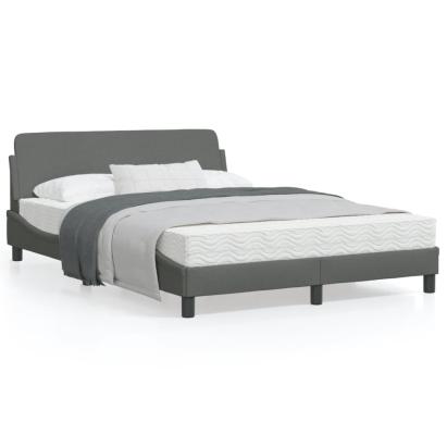 Cadru de pat cu tăblie, gri închis, 140x200 cm, textil GartenMobel Dekor