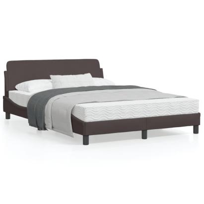 Cadru de pat cu tăblie, maro închis, 140x200 cm, textil GartenMobel Dekor