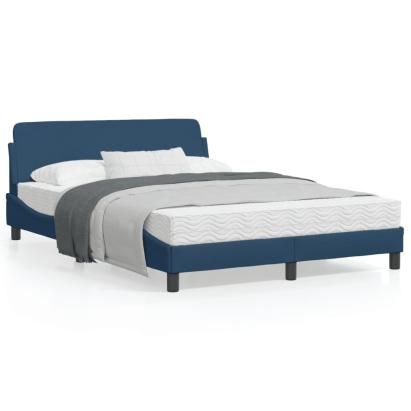 Cadru de pat cu tăblie, albastru, 140x200 cm, textil GartenMobel Dekor