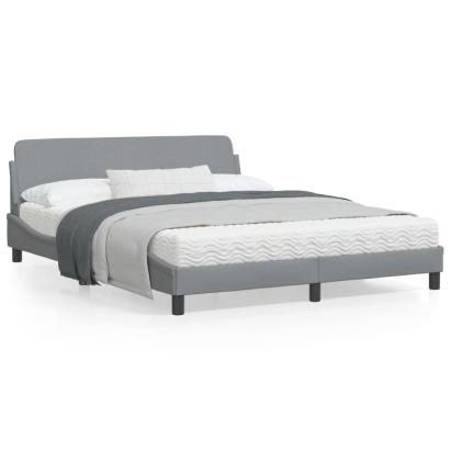 Cadru de pat cu tăblie, gri deschis, 160x200 cm, textil GartenMobel Dekor