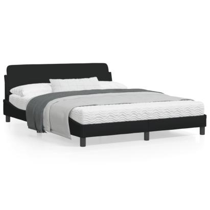 Cadru de pat cu tăblie, negru, 160x200 cm, textil GartenMobel Dekor