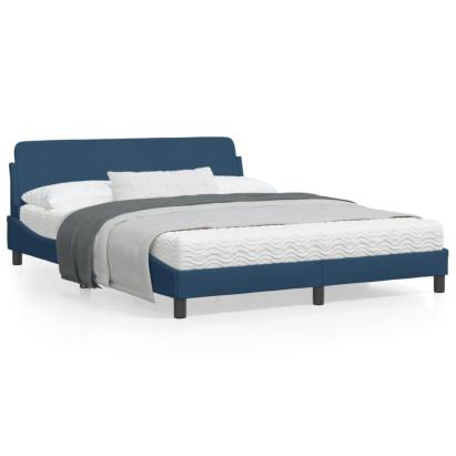 Cadru de pat cu tăblie, albastru, 160x200 cm, textil GartenMobel Dekor