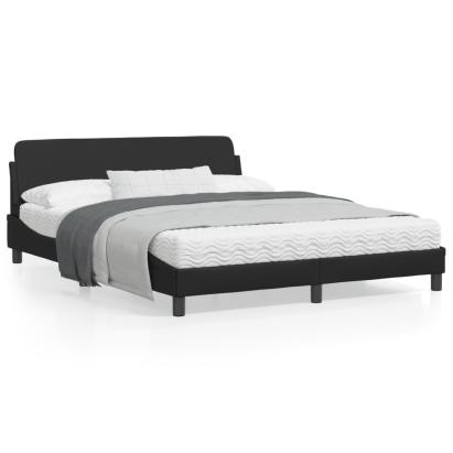 Cadru de pat cu tăblie, negru, 160x200 cm, piele ecologică GartenMobel Dekor