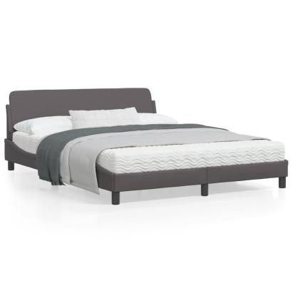 Cadru de pat cu tăblie, gri, 160x200 cm, piele ecologică GartenMobel Dekor