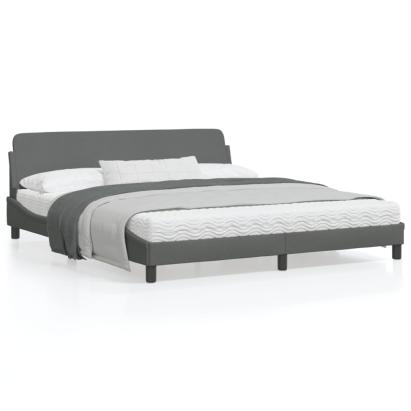 Cadru de pat cu tăblie, gri închis, 180x200 cm, textil GartenMobel Dekor