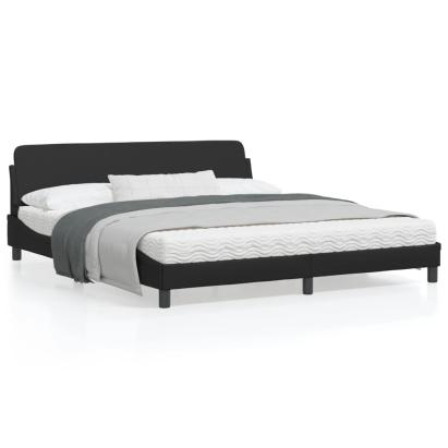 Cadru de pat cu tăblie, negru, 180x200 cm, piele ecologică GartenMobel Dekor