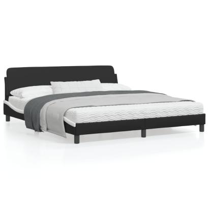 Cadru de pat cu tăblie negru și alb 180x200cm piele artificială GartenMobel Dekor