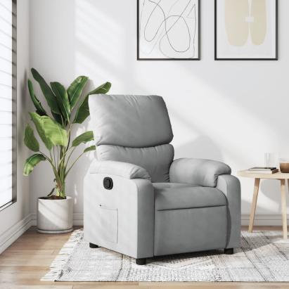 Fotoliu rabatabil, gri deschis, material textil GartenMobel Dekor