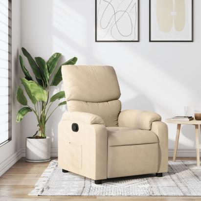 Fotoliu rabatabil, crem, material textil GartenMobel Dekor