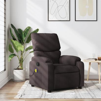Fotoliu de masaj rabatabil, maro închis, material textil GartenMobel Dekor