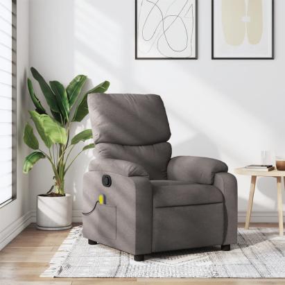 Fotoliu de masaj rabatabil, gri taupe, material textil GartenMobel Dekor