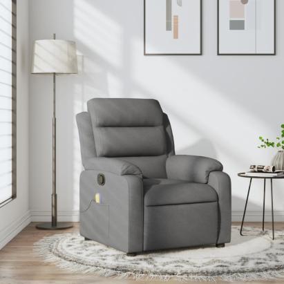Fotoliu de masaj rabatabil, gri închis, material textil GartenMobel Dekor