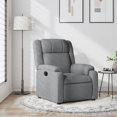 Fotoliu rabatabil, gri deschis, material textil GartenMobel Dekor